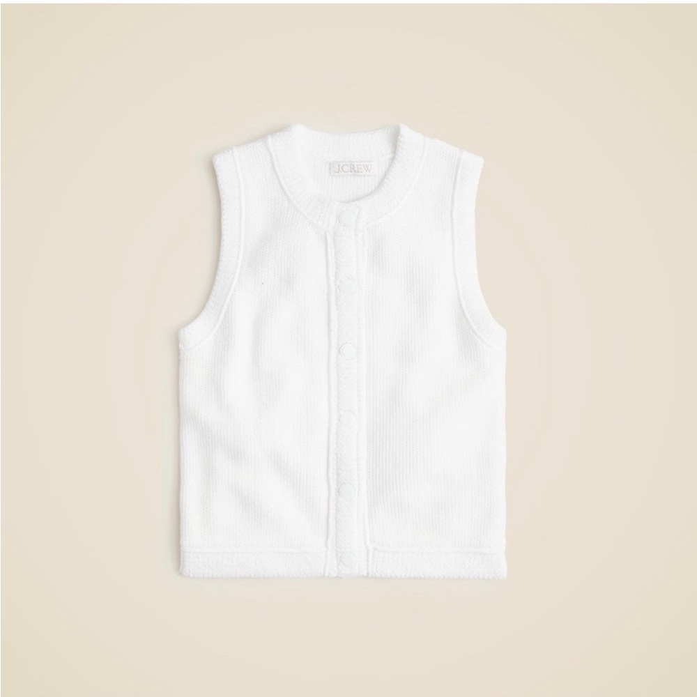 NWT J. Crew Cropped Sweater Tank Button-Front Knit Cardigan (XS, White) $138